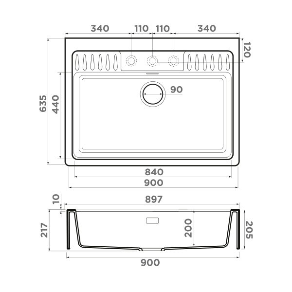 Omoikiri Kinokawa 90-GB Artceramic/графит