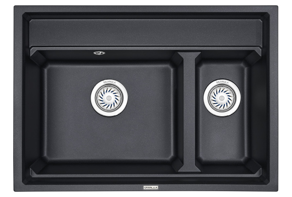 Кухонная мойка GRANULA KS-7302, ШВАРЦ (чёрный металлик), кварц
