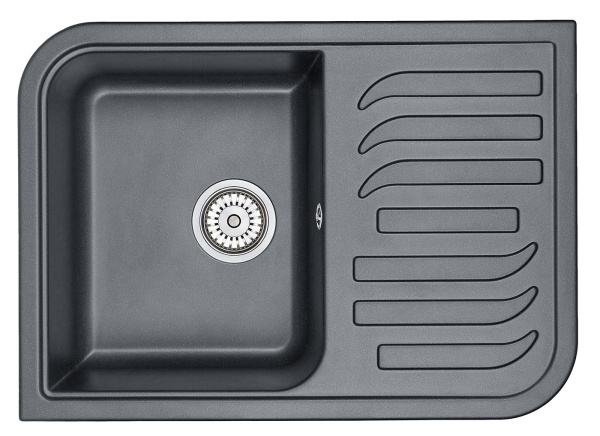 Кухонная мойка GRANULA 7001, ШВАРЦ (чёрный металлик), кварц